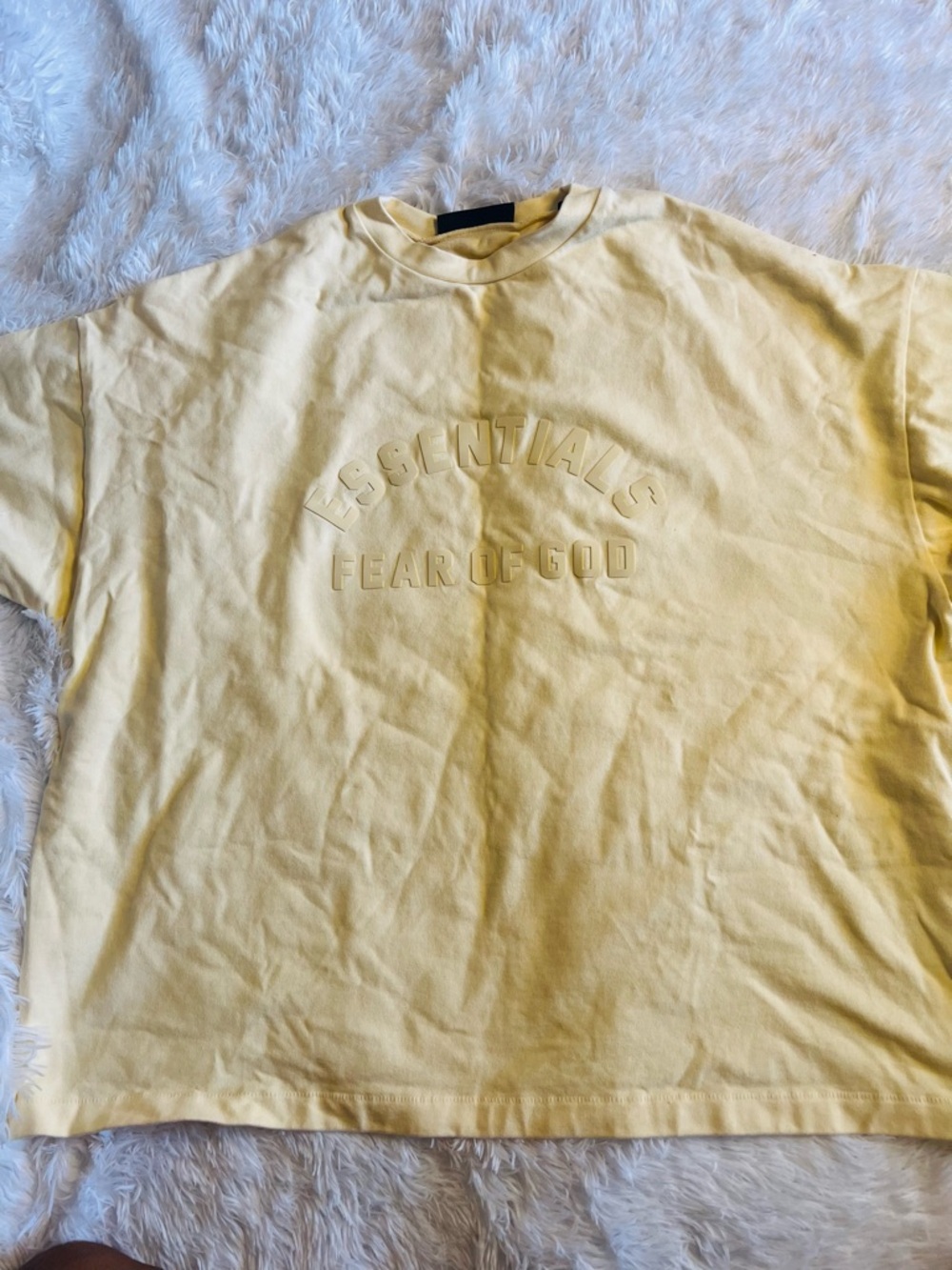Fear of God ESSENTIALS Soft Yellow Embossed Logo Tee
